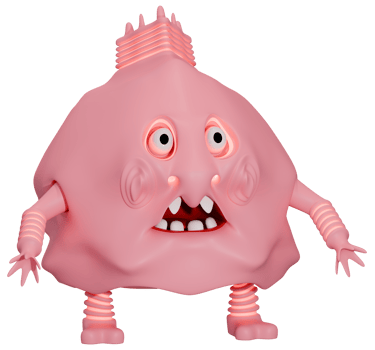 3D monster personage pink png