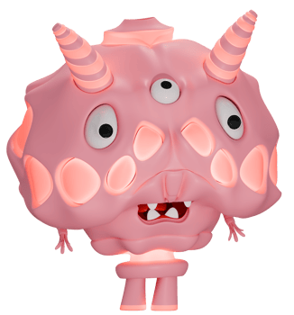 3D monster personage pink png