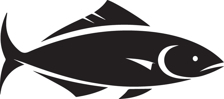 Fish silhouette in line art style. Fish by hand drawing. Fish tattoo on white background. Black and white fish on white background. Marine animal illustration. Marine life animal. vector