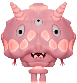 3D monster personage pink png