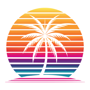 A tropical scene is depicted within a circular frame png