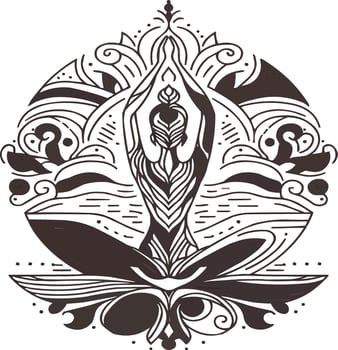 Serenity and Wellness Yoga Pose Outline vector