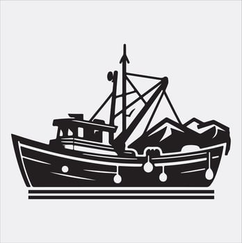 fishing boat icon silhouette art illustration vector