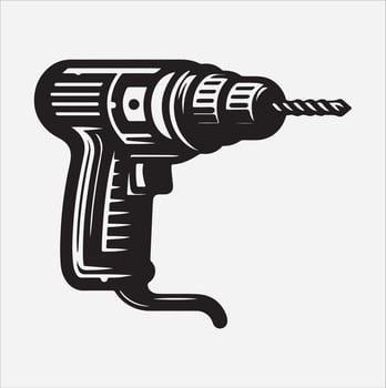 Drill silhouette drawing in illustration vector