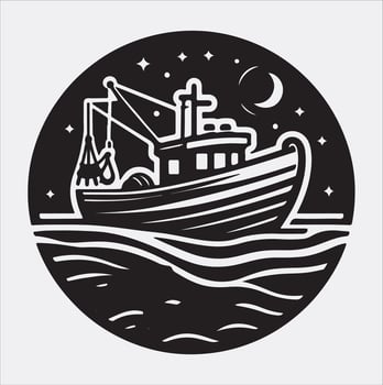 fishing boat icon silhouette art illustration vector