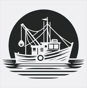 fishing boat icon silhouette art illustration vector