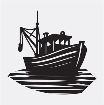 fishing boat icon silhouette art illustration vector