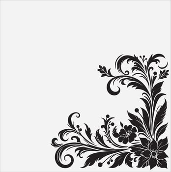 Floral corner silhouette art illustration vector