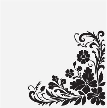 Floral corner silhouette art illustration vector