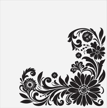 Floral corner silhouette art illustration vector