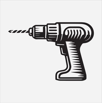 Drill silhouette drawing in illustration vector