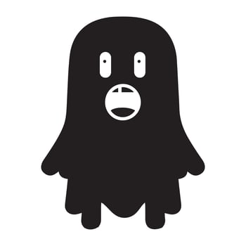 A Screaming Ghost Silhouette - Halloween Clipart illustration in black and white vector
