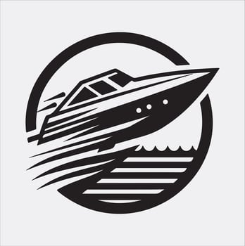 speed boat icon silhouette art illustration, solid white background vector