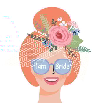 Portrait of cute bride. isolated illustration. Design element for wedding concept and other uses vector