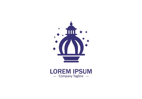 Islamic lantern lamp logo icon on white background vector