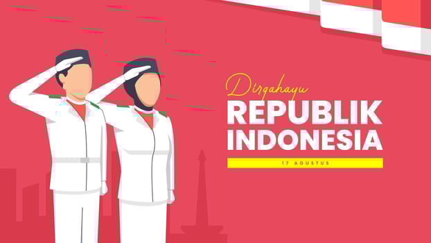 Indonesian Flag Raisers in a Ceremony independence day 17 august. vector