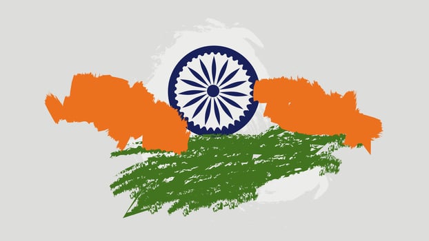 August 15 Abstract Indian flag background. Saffron and green color splash concept for India independence day. vector