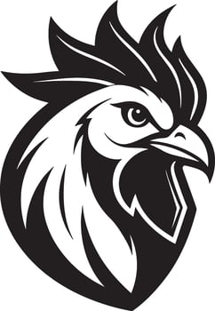 head of a rooster logo illustration black and white vector