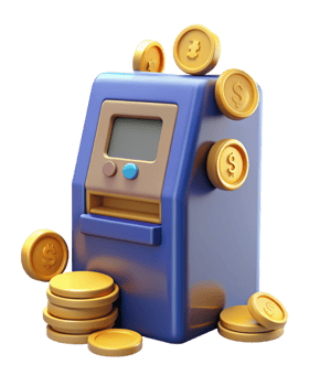 ATM Machine with Coins 3d Design png