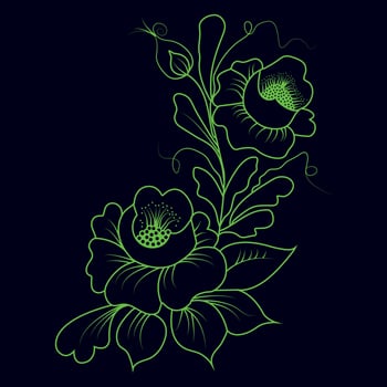 Hand drawn flat design simple flower outline vector