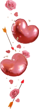 falling valentine confetti with balloon and pink rose png