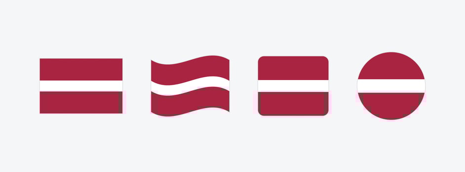 Latvia flag. Set of Latvia Flags Collection. vector