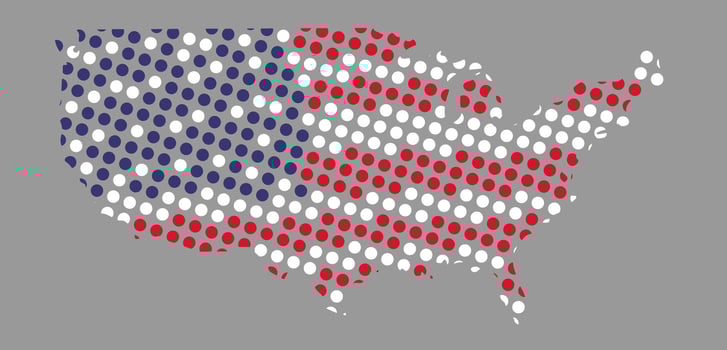Abstract USA or United States of America Map with dot Pixel Spot Modern Concept Design Isolated on background vector