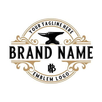 Blacksmith vintage logo. simple anvil icon, for blacksmithing, iron and metal work vector