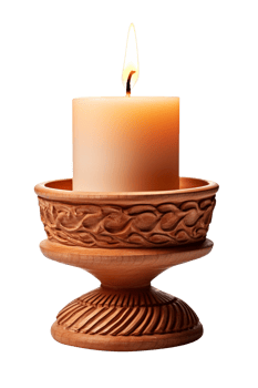 A clay candle holder isolated on transparent background png