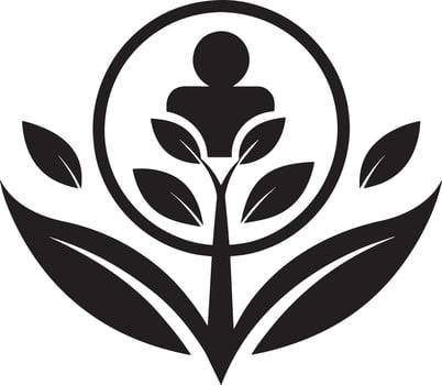 Ecology and healing logo illustration black and white vector