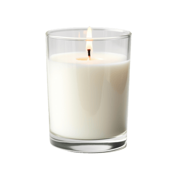 Blank white pillar candle in glass jar isolated on transparent background png