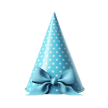 Blue birthday party hat isolated on transparent background png