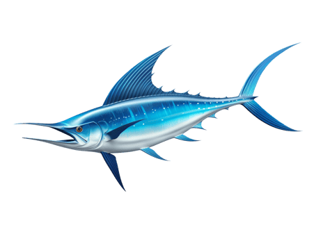 Blue marlin fish isolated on transparent background png