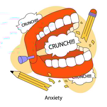 Neurosis. Chronic stress and anxiety mental disorder. Worried man feeling vector