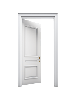 Opened white door isolated on transparent background png
