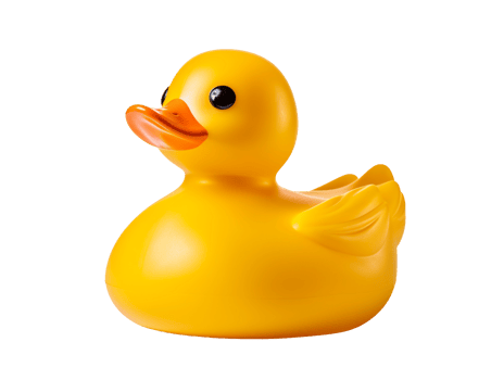 Plastic rubber duck isolated on transparent background png