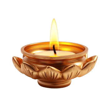 Traditional candle for Diwali Diya isolated on transparent background png