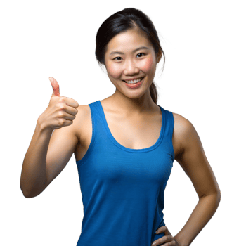 Smiling woman showing thumbs up on transparent background png