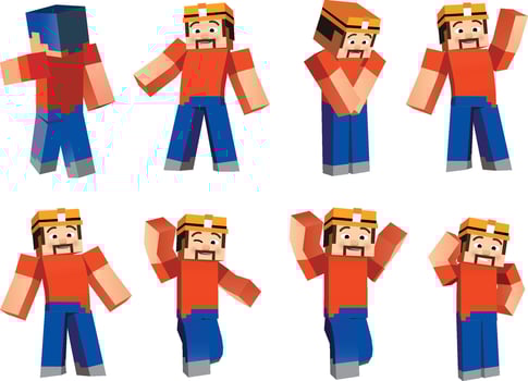 Character, cube, square, man, boy, children, emotions vector