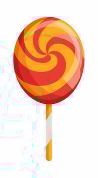 Colorful lollipop with a swirled pattern isolated on white background. Sweet candy in a minimalist style. Concept of confectionery, dessert. Print, design element vector