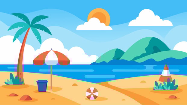 Summer beach scene banner design background vector