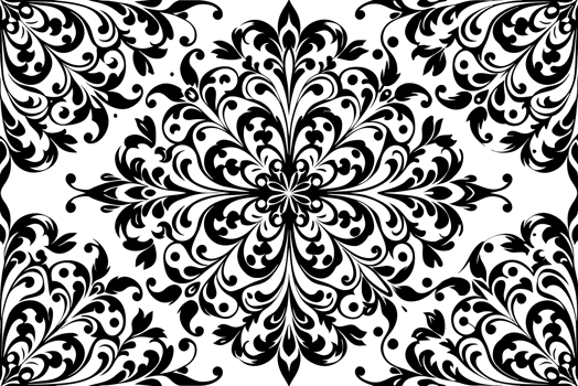 An ornate pattern with intricate swirls and curves forms a symmetrical design png