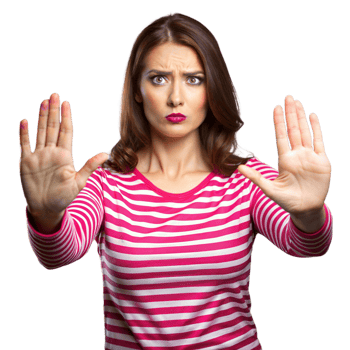 Woman gesturing stop with both hands on transparent background png