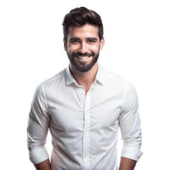 Smiling Man Wearing White Shirt on Transparent Background png