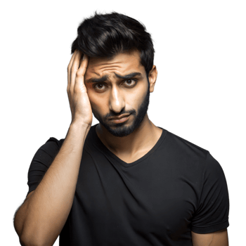 Portrait of a Young Man With a Worried Expression on Transparent Background png