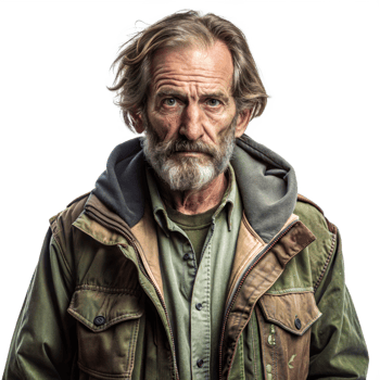 Portrait of a Senior Man in a Green Jacket on Transparent Background png
