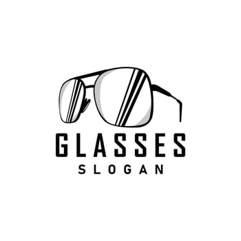 black silhouette design of glasses logo with modern and trendy simple fashion temple illustration vector