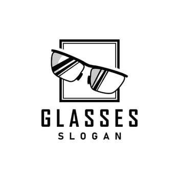 black silhouette design of glasses logo with modern and trendy simple fashion temple illustration vector