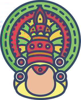 Kathakali linear color illustration vector
