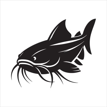 Catfish Fish Outline Graphic - Fish Clipart illustration in black and white vector